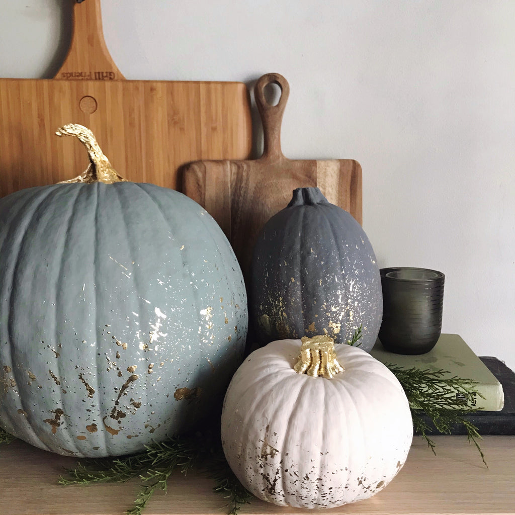 DIY Gilded Splatter Pumpkins