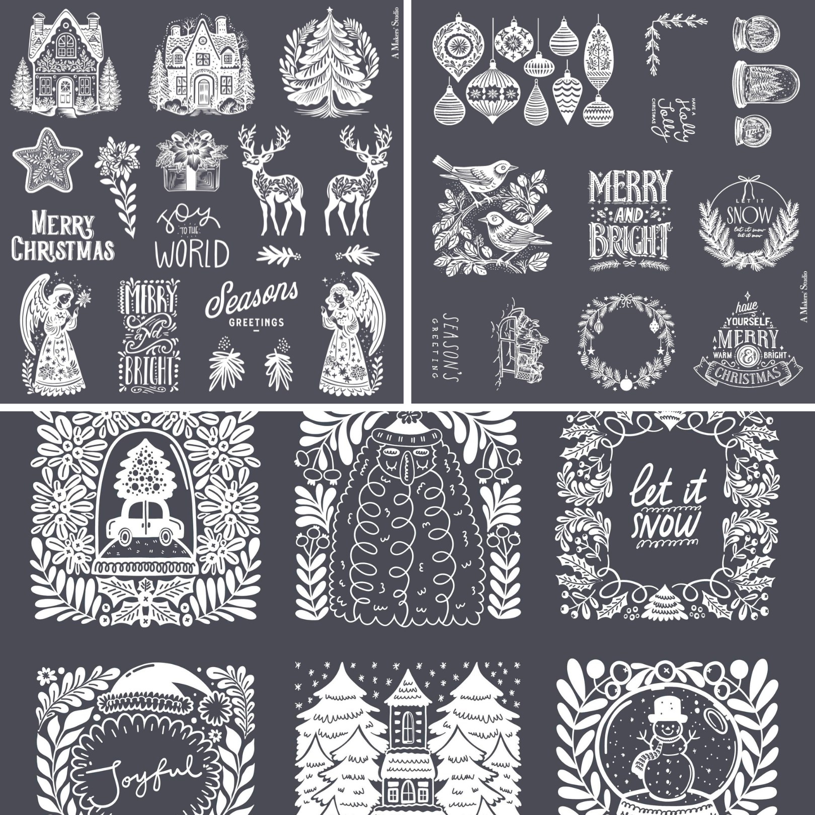 Scandinavian Christmas Mesh Stencil Bundle 2024