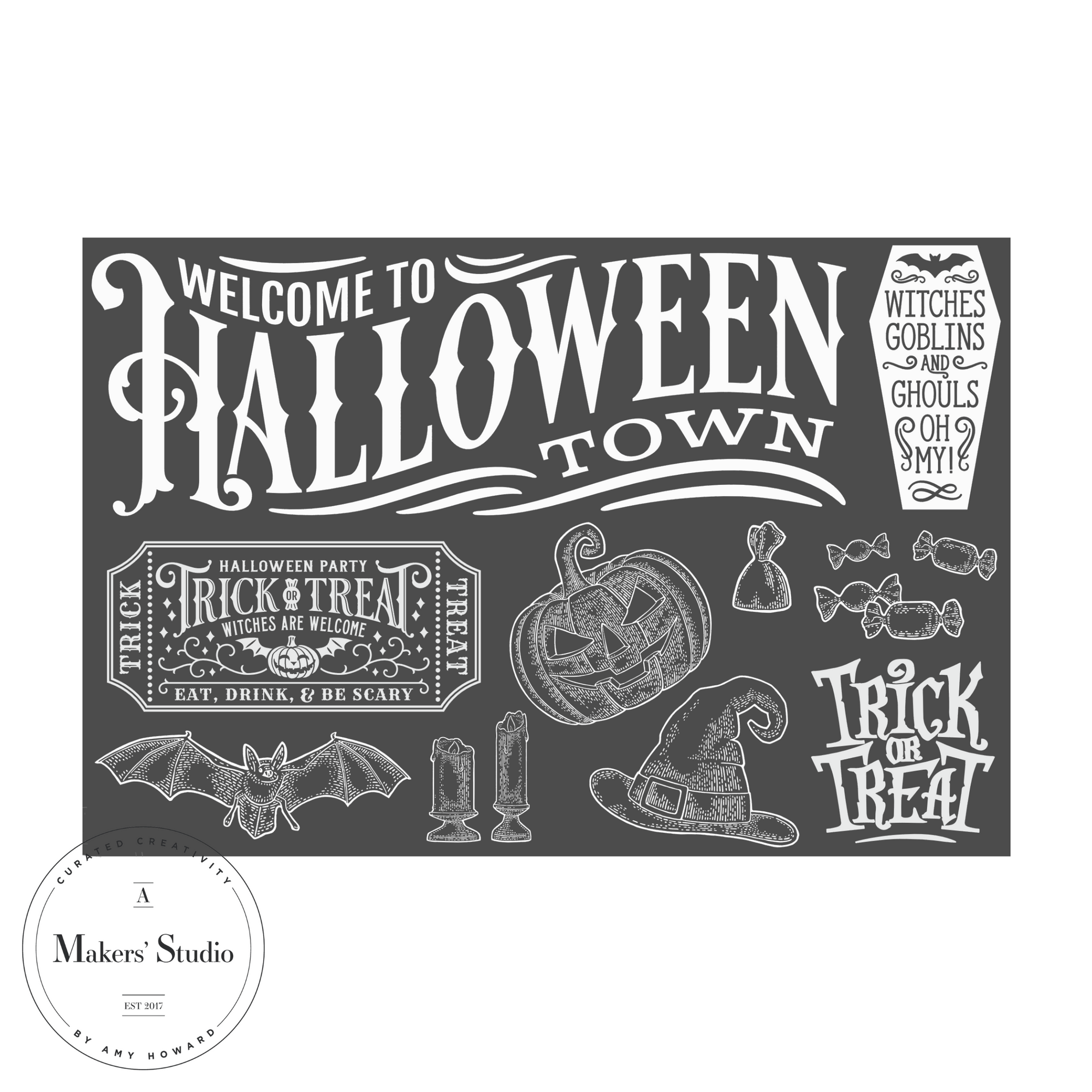 Spooky Town - Mesh Stencil 12x18