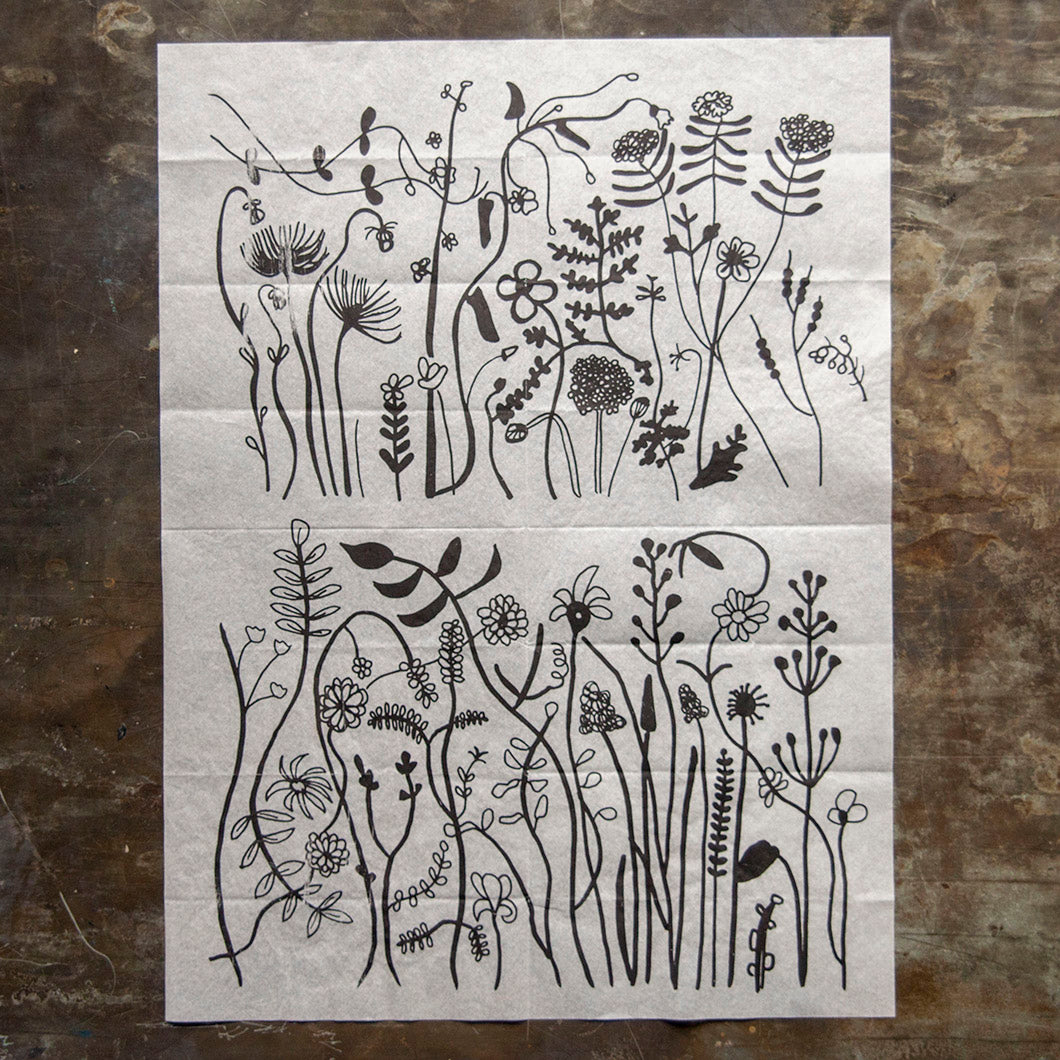 Ink Transfer - Wildflowers - 23.5in x 16.5in