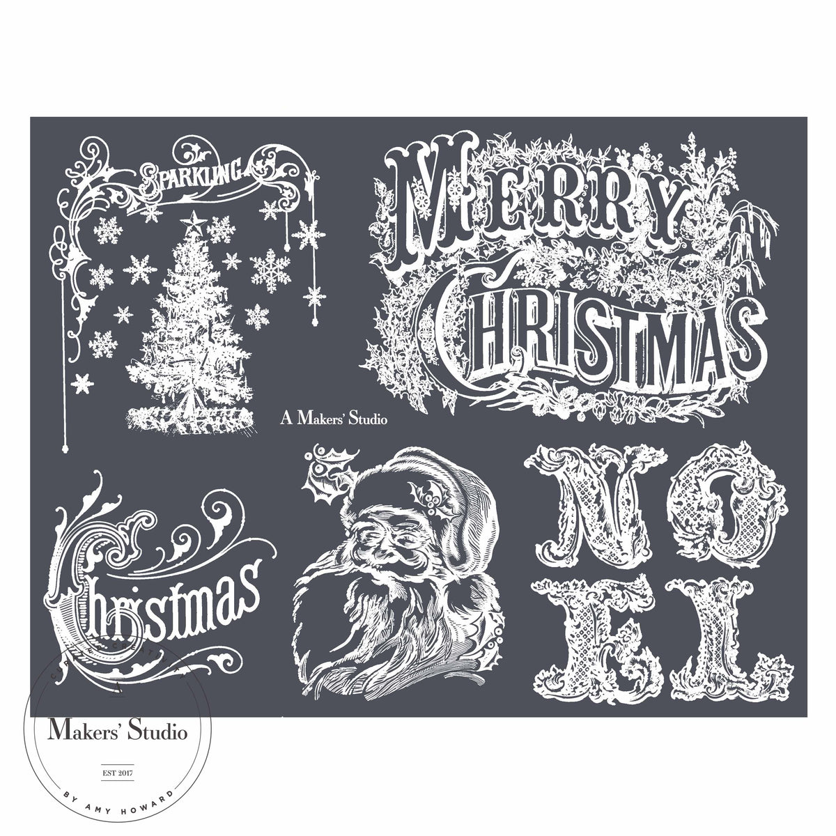 Whoamigo Christmas Theme Self-Adhesive Stencils - Create Festive Prints for  DIY Projects 