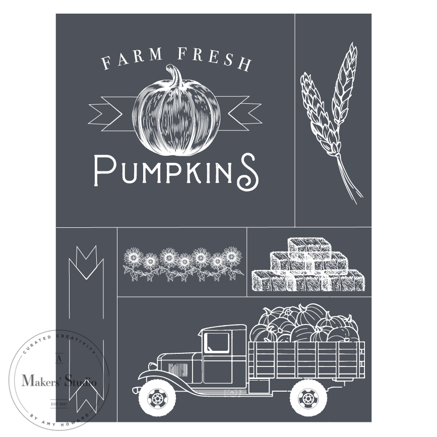 Farm Fresh Pumpkins - Mesh Stencil 8.5x11