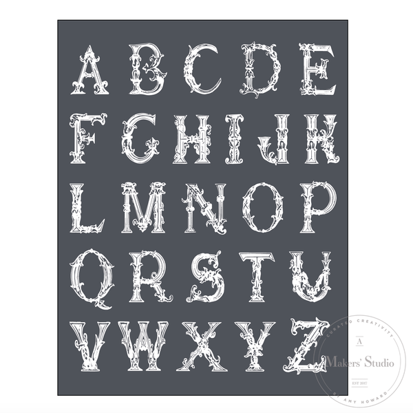 Monogram - Alphabet Mesh Stencil 9x12 - A Makers' Studio Store