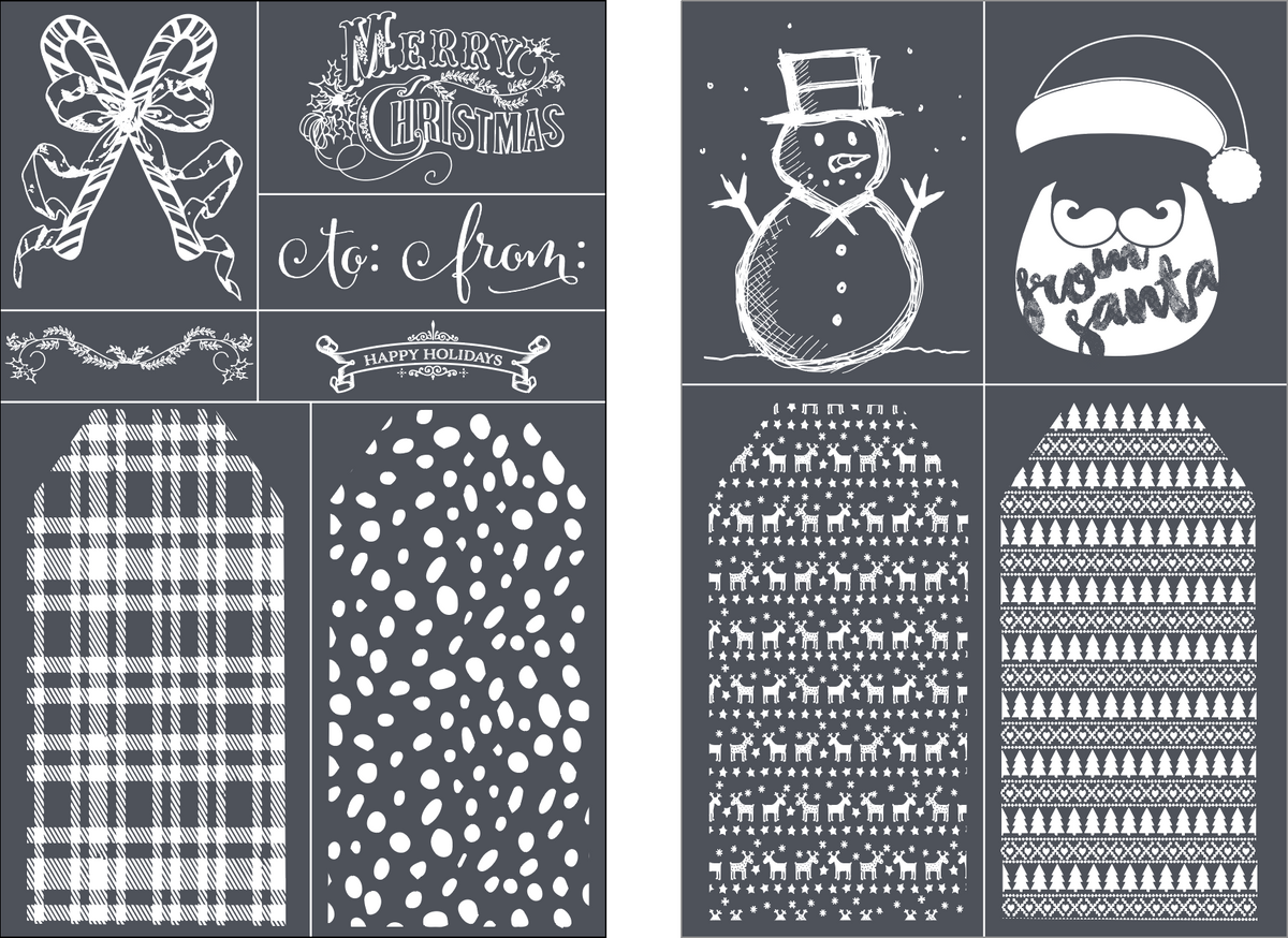 Whoamigo Christmas Theme Self-Adhesive Stencils - Create Festive Prints for  DIY Projects 