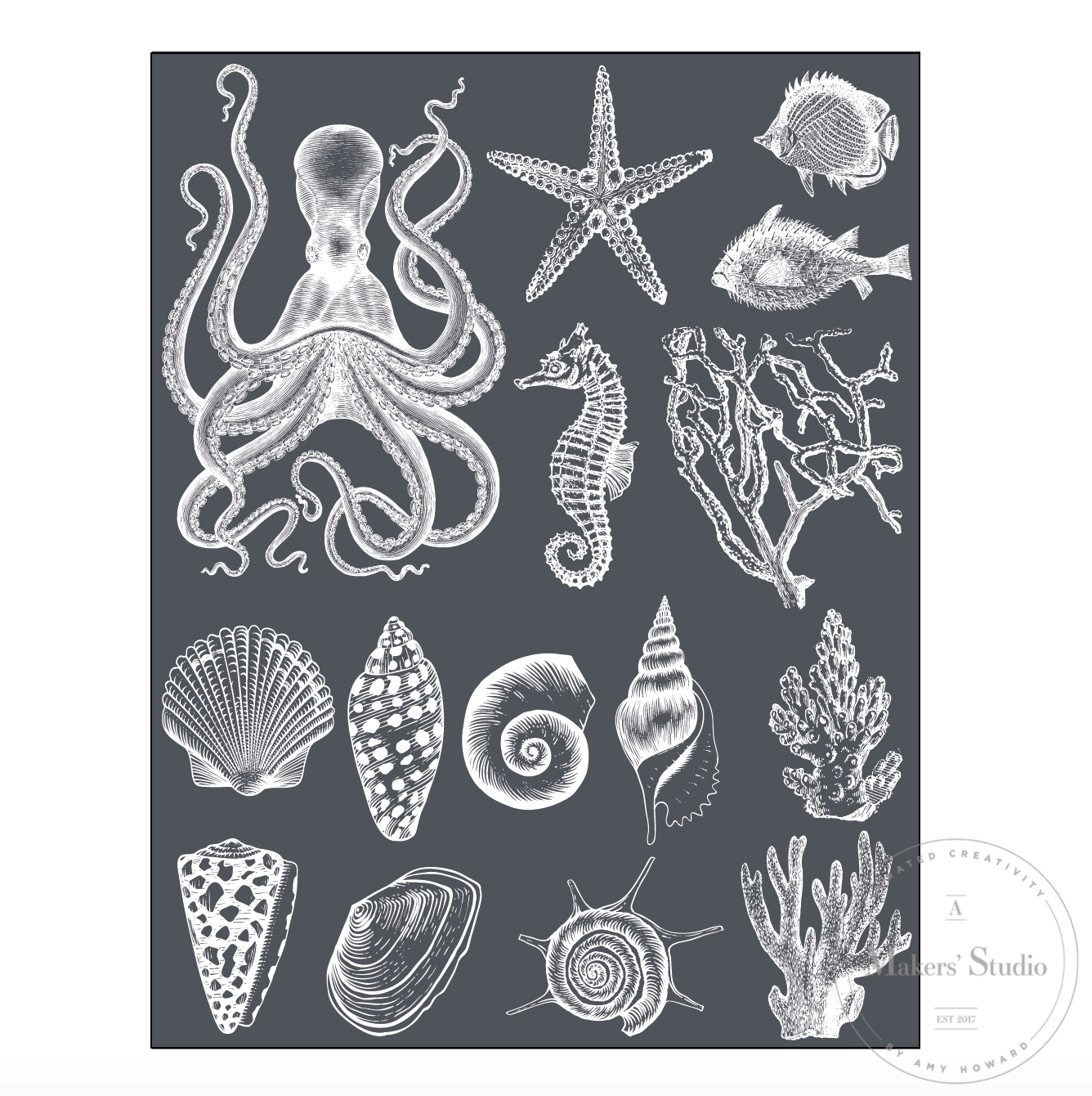 Sea Life - Mesh Stencil 8.5x11