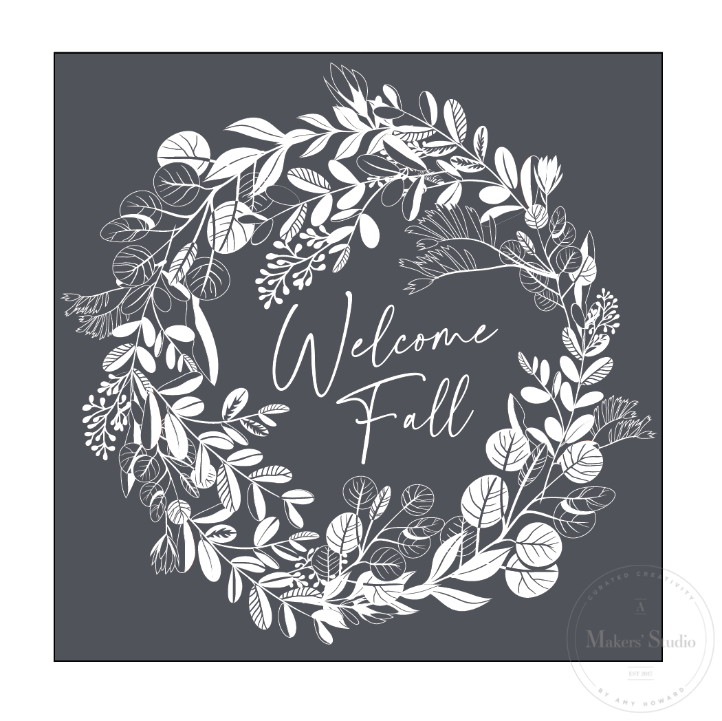 Welcome Fall Wreath - Mesh Stencil 12x12 - A Makers' Studio Store