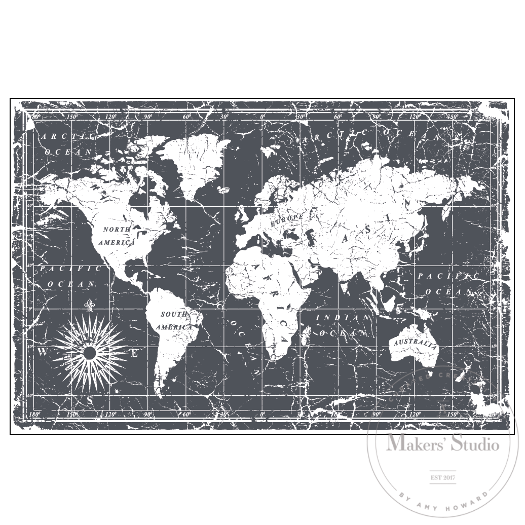 World Map - Mesh Stencil 18x12
